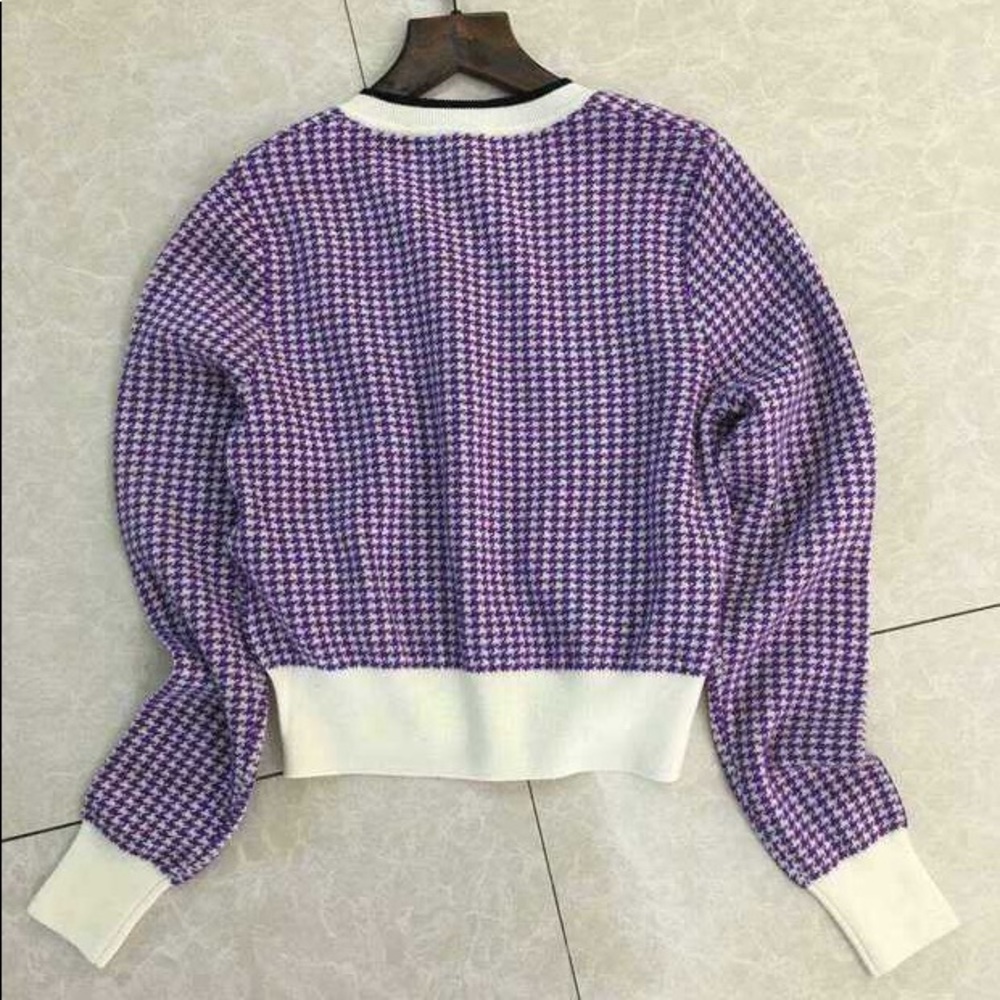 $685 Miu Miu cropped Houndstooth cardigan - Picture 2 of 8